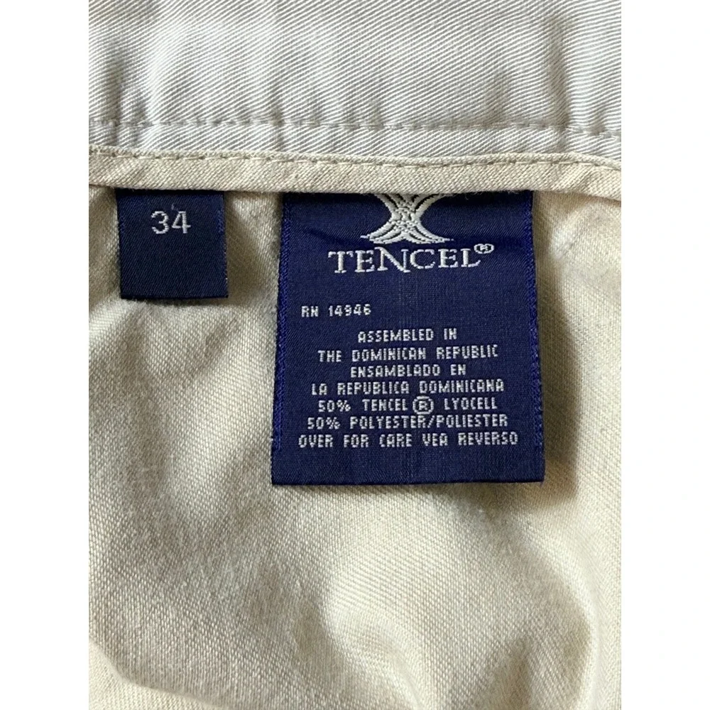 Mens Tencel Golf Pleated Front Shorts Tan Size 34‎ Summer Classic Work Chino